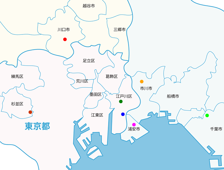 タムスグループの病院とその位置